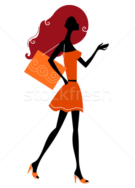 430x600 Abstract Shopping Woman Silhouette Isolated On White Vector