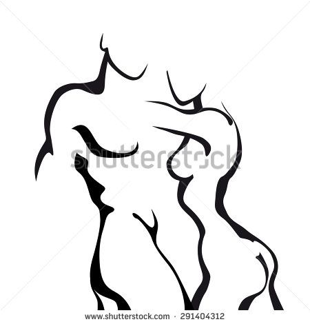 450x470 Abstract Sketch Couple In Love. Woman And Man Body. Arte Su Tela