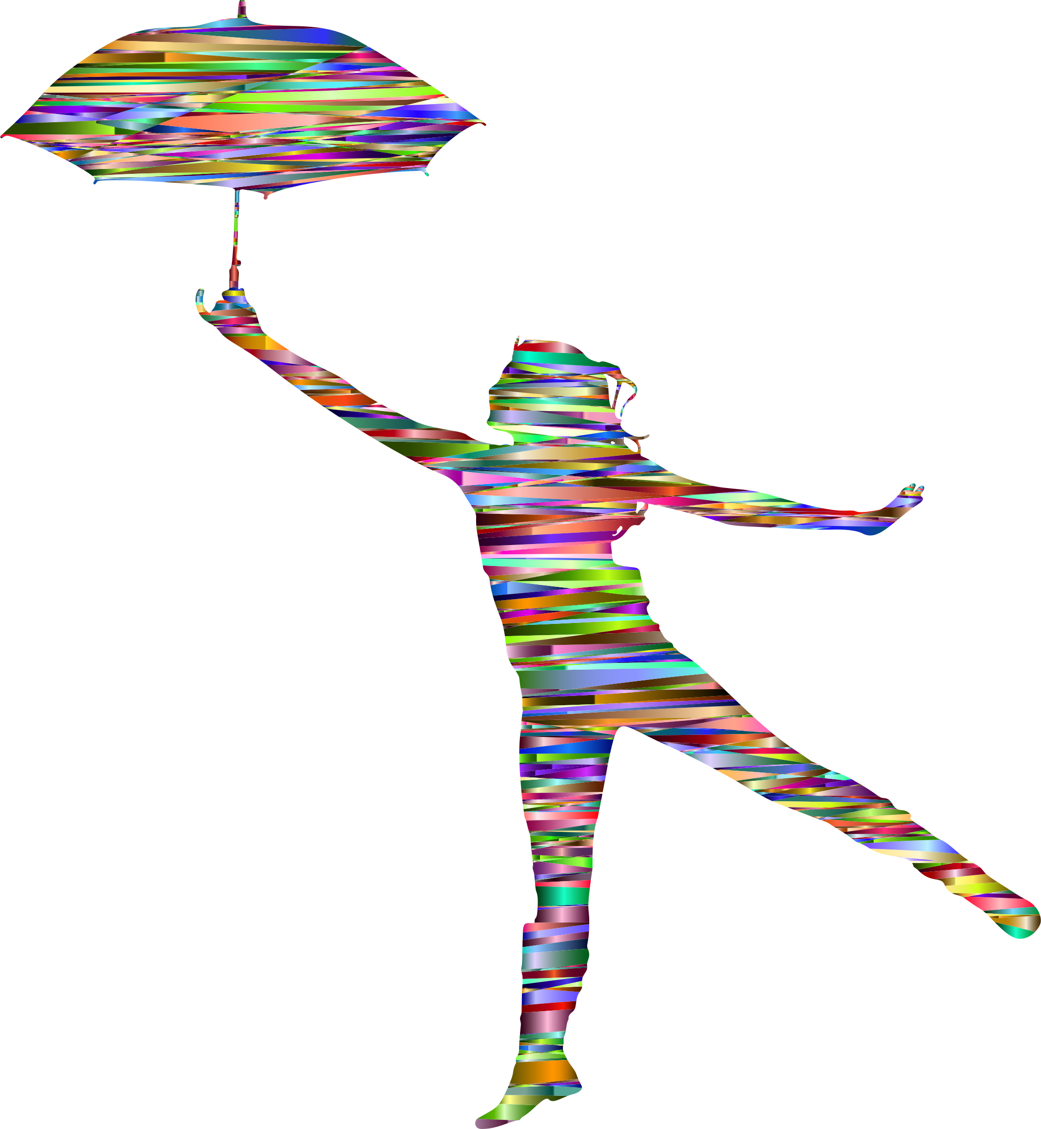 2136x2318 Chromatic Abstract Woman With Umbrella Silhouette Icons Png