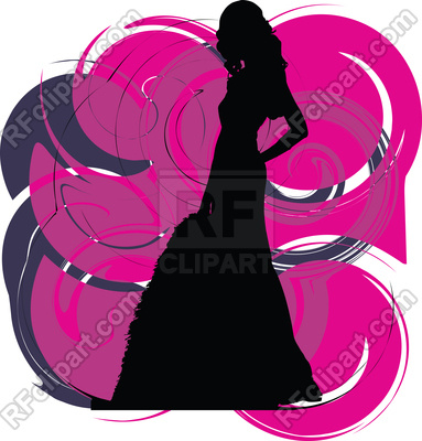 383x400 Fashion Woman Silhouette On Abstract Pink Background Royalty Free