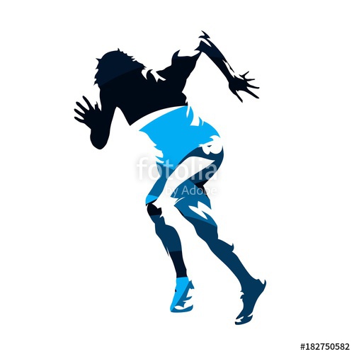 500x500 Running Woman, Abstract Blue Vector Silhouette Stock Image