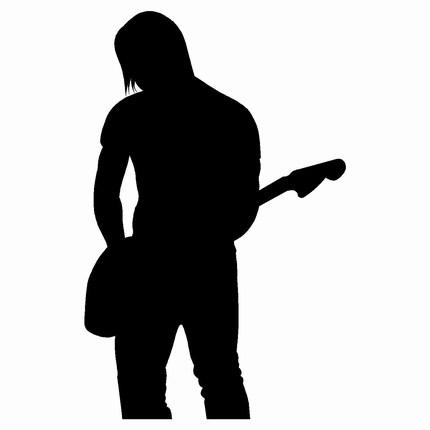 430x430 Guitar Silhouettes, Black And White Electric + Acoustic Guitars