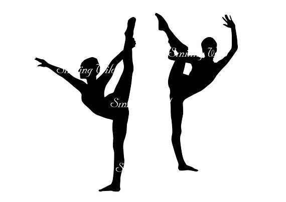 570x403 Acro Dance Svg Silhouette Clipart Printable Dancing Woman