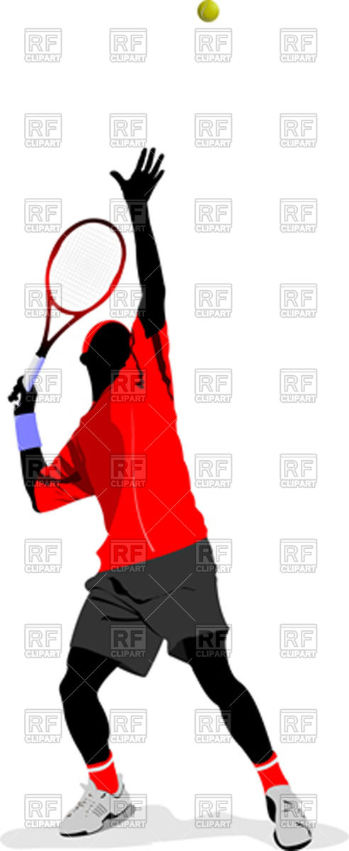 492x1200 Silhouette Of Tennis Player In Action Royalty Free Vector Clip Art