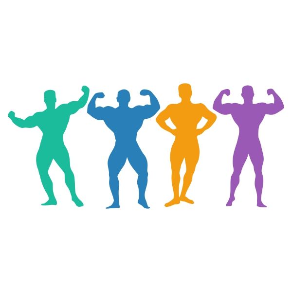 600x600 Bodybuilding Silhouette Cuttable Design Cut File. Vector, Clipart