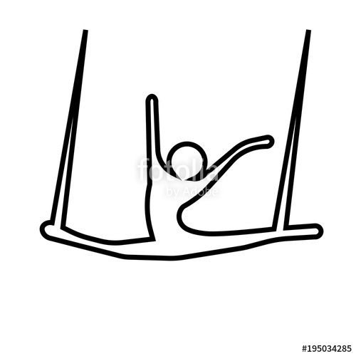 500x500 Aerial Silks Silhouette Outline On White Background Stock Image