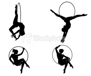 380x319 Four Silhouettes Of Circus Acrobats Performing Aerial Lyra Act