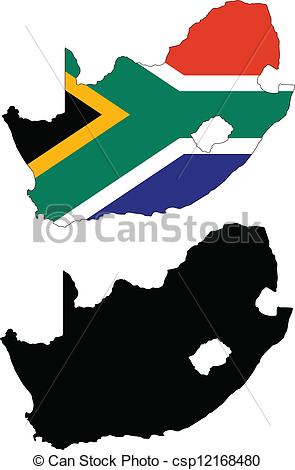 295x470 Vector Illustration Map And Flag Of South Africa. Vector