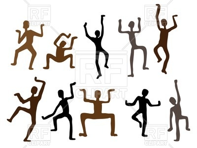 400x301 Silhouettes Of African Dancers As Rock Paintings Royalty Free