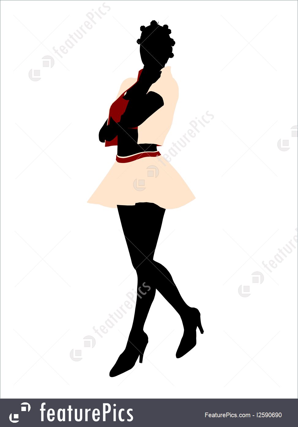 974x1392 Fashionable African American Female Silhouette Illustration