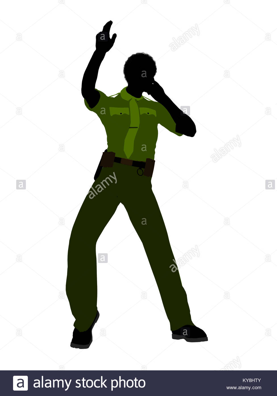 975x1390 African American Male Sheriff Silhouette Illustration On A White