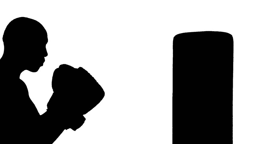 852x480 Hd Rotoscoped Silhouette Of Bald Male Boxer Working Out On