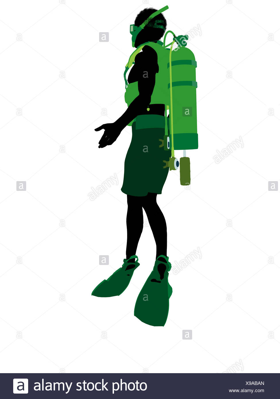 975x1390 Male Scuba Diver Illustration Silhouette Stock Photos Amp Male Scuba