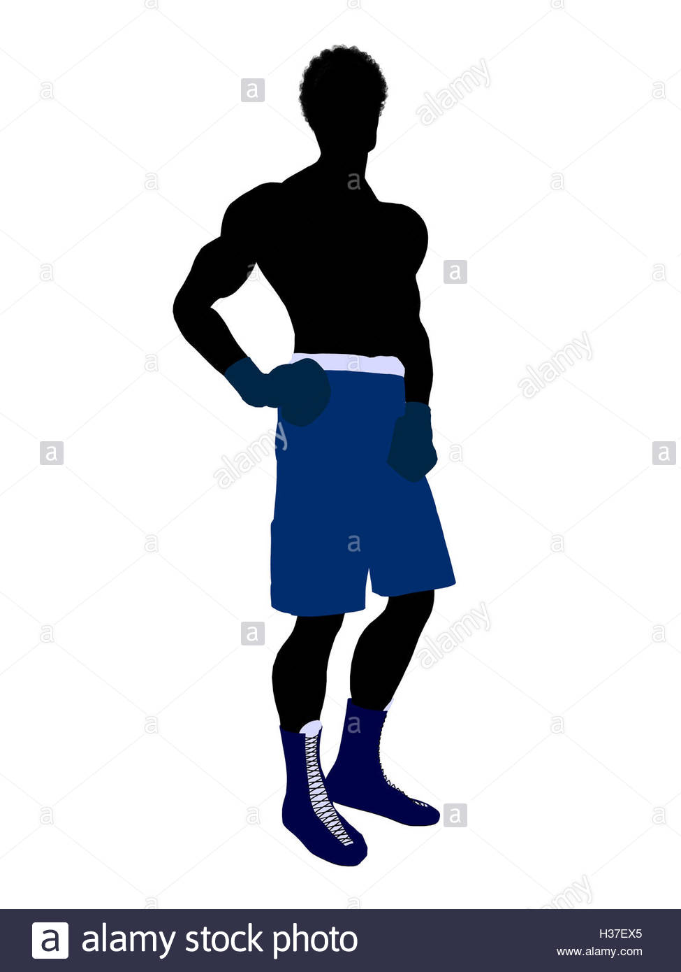 975x1390 African American Male Boxer Illustration Silhouette Stock Photo