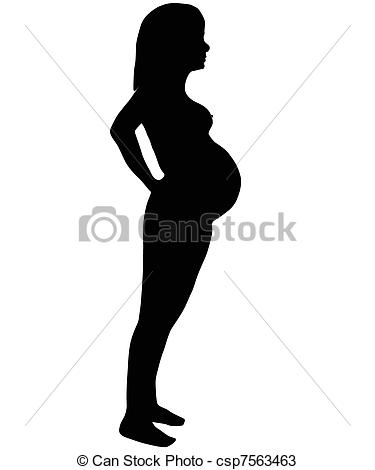 375x470 Silhouette Of The Pregnant Vector Clipart Royalty Free. 141