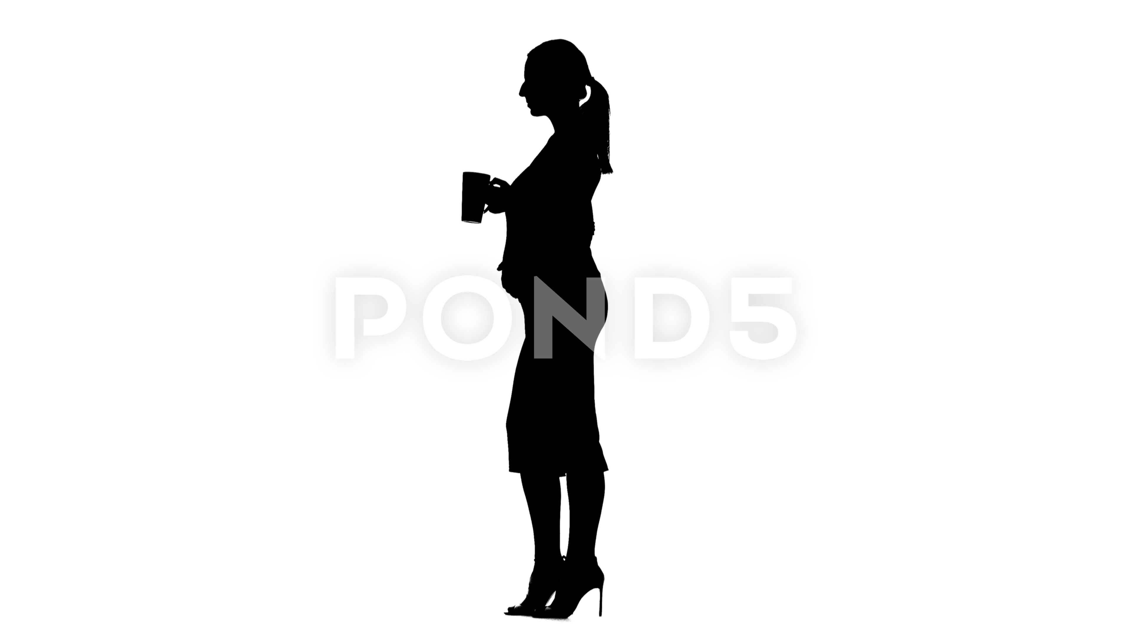 3840x2160 Video Pregnant Woman Is Drinking Tea. Silhouette. White