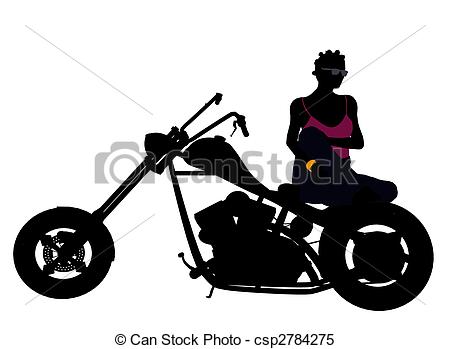 450x349 An African American Female Biker Silhouette On A White Stock
