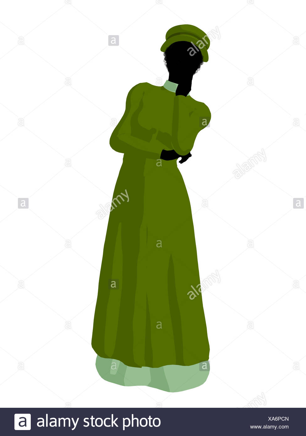 975x1390 African American Victorian Woman Illustration Silhouette Stock