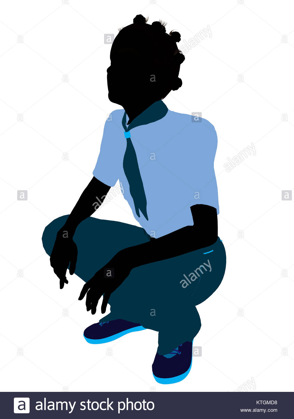 975x1390 African American Girl Scout Silhouette Dressed In Pants On A White