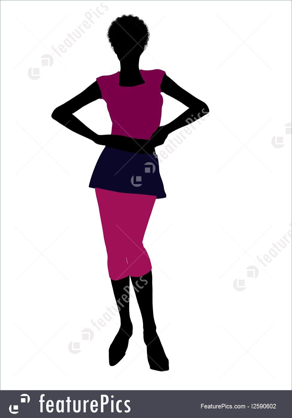 974x1392 African American Casual Woman Silhouette Illustration