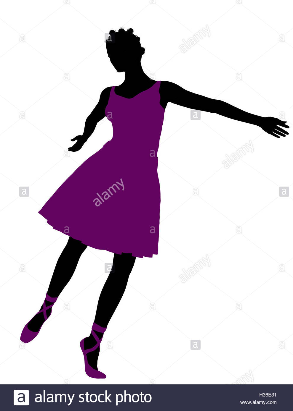 989x1390 African American Female Ballerina Silhouette Stock Photo, Royalty