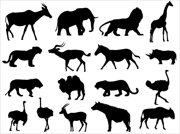 African Animal Silhouette Clip Art
