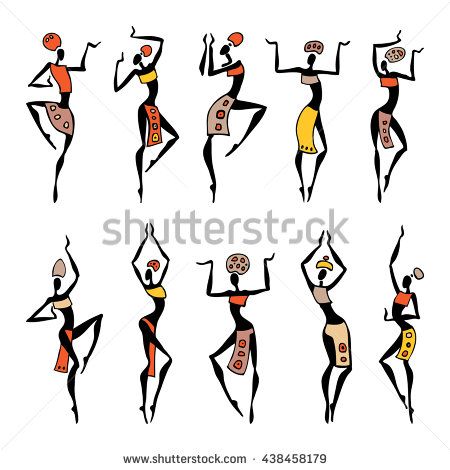 450x470 Dancing Silhouettes. Oriental Dancer Beautiful Women. Vector