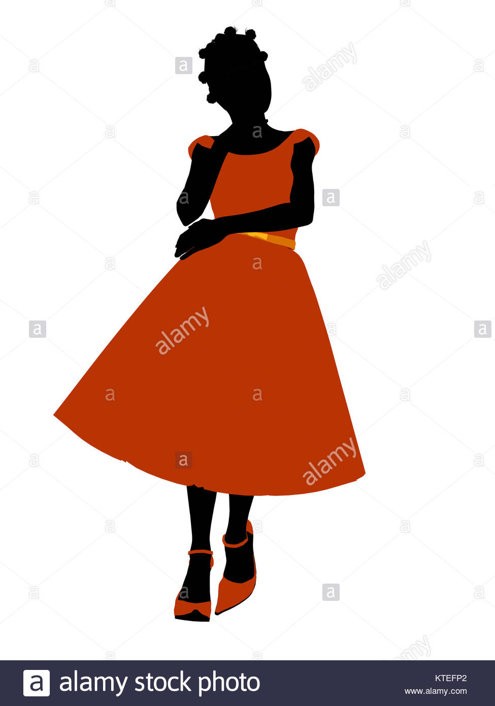 975x1390 African American Prom Girl Silhouette On A White Background Stock