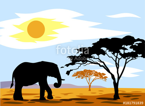 500x366 African Landscape With An Elephant Stock Image And Royalty Free