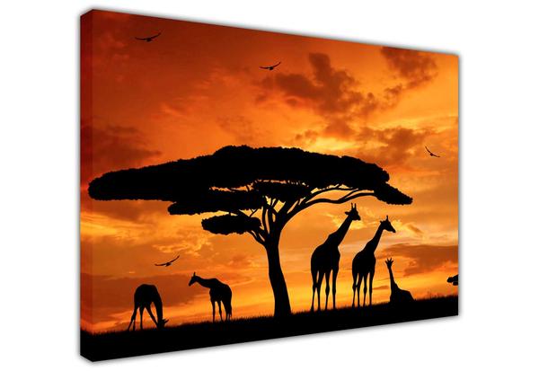 600x413 Beautiful African Giraffe Family Silhouette Large Canvas Prints