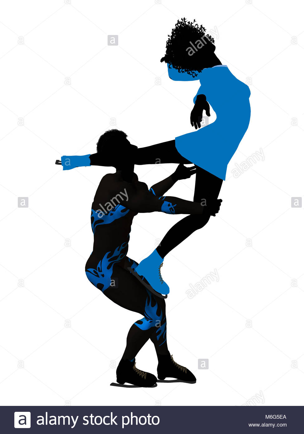 975x1390fricanmerican Couple Ice Skating Illustration Silhouette On