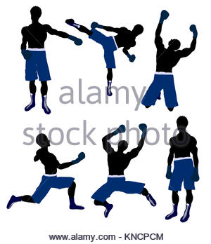 300x348fricanmerican Male Boxingrt Illustration Silhouette On