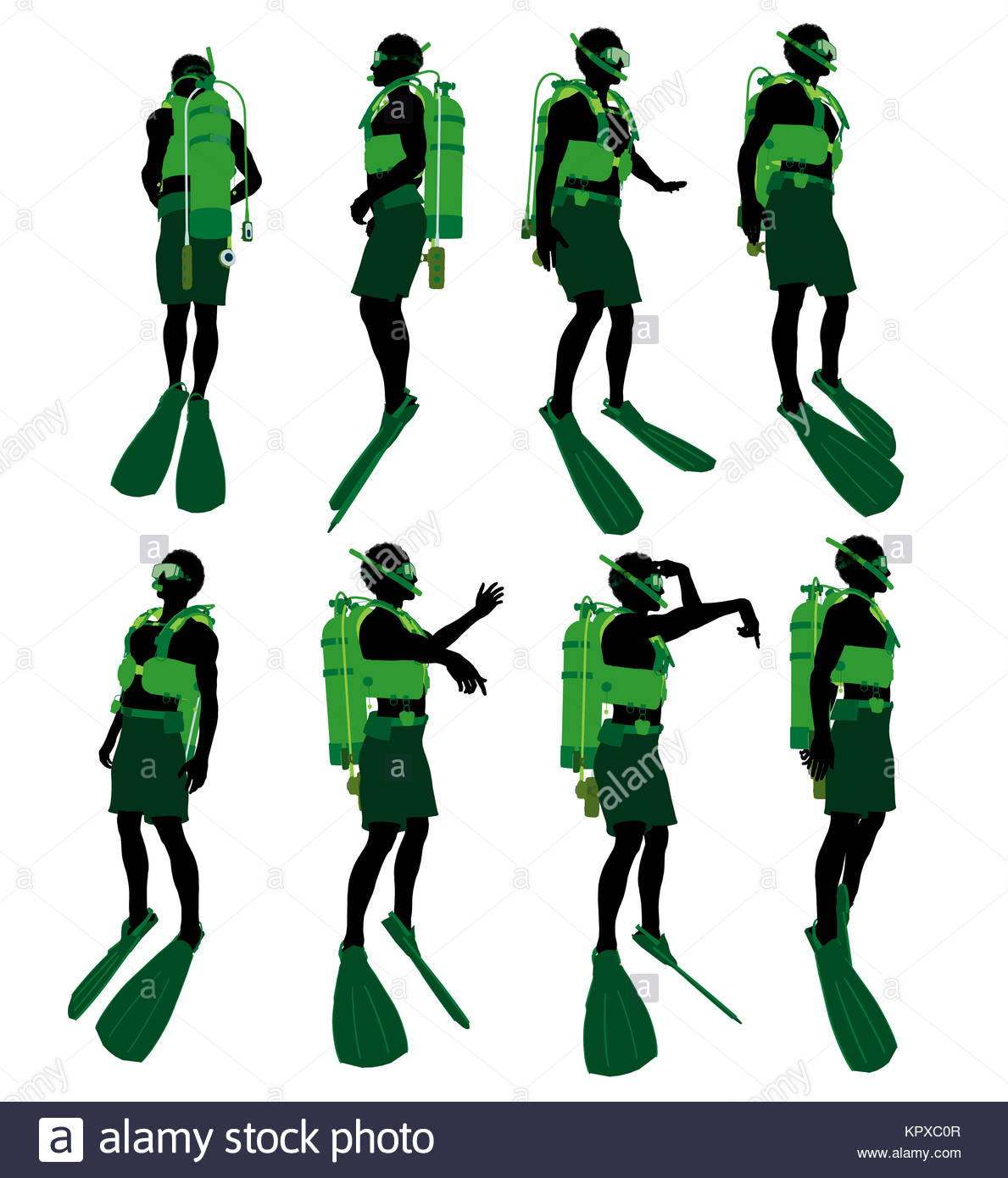1189x1390fricanmerican Male Scuba Diverrt Illustration Silhouette On
