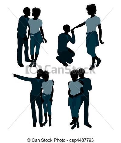 398x470 African American Couple Illustration Silhouette