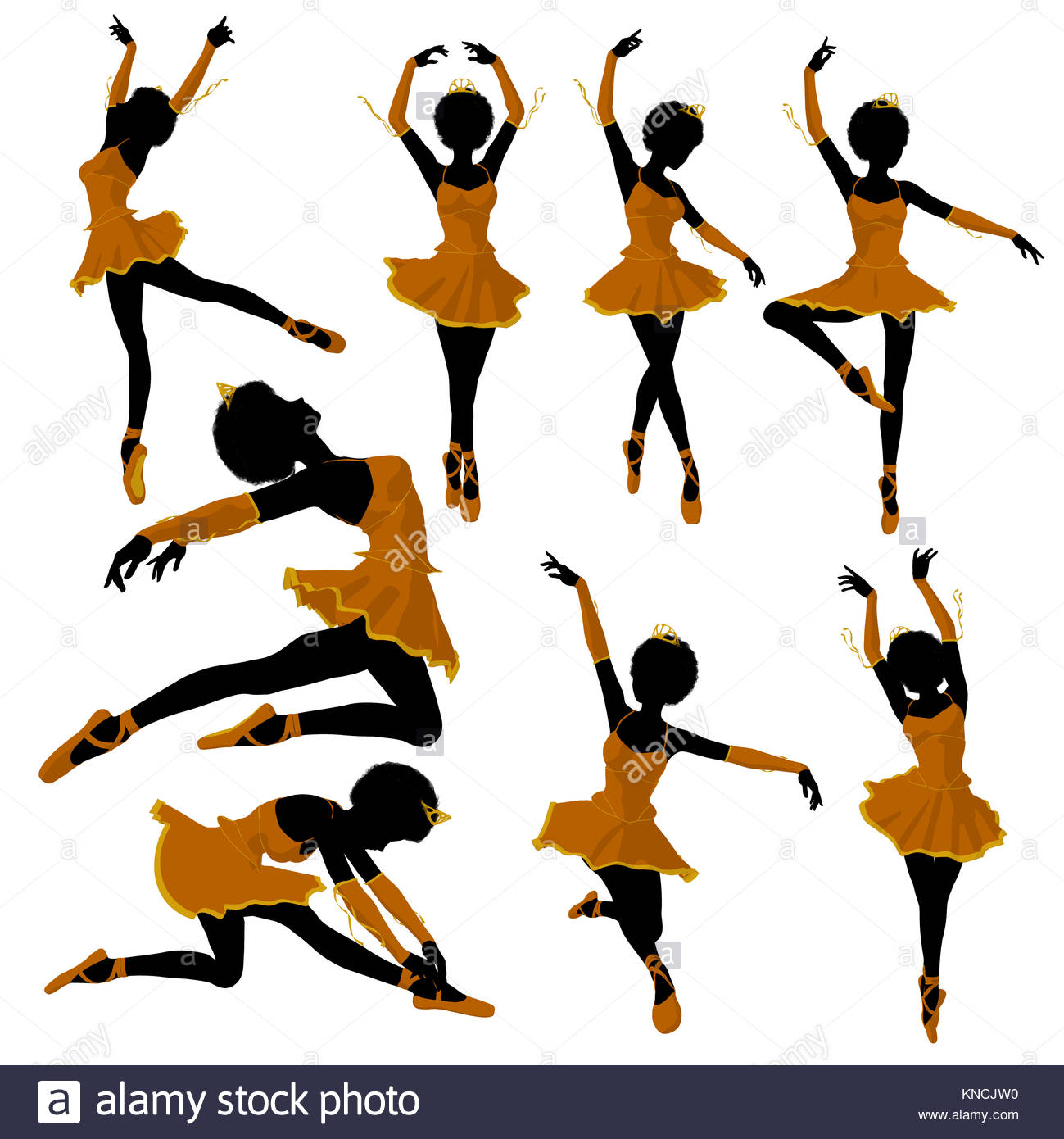 1299x1390 African American Ballerina Silhouette On A White Background Stock
