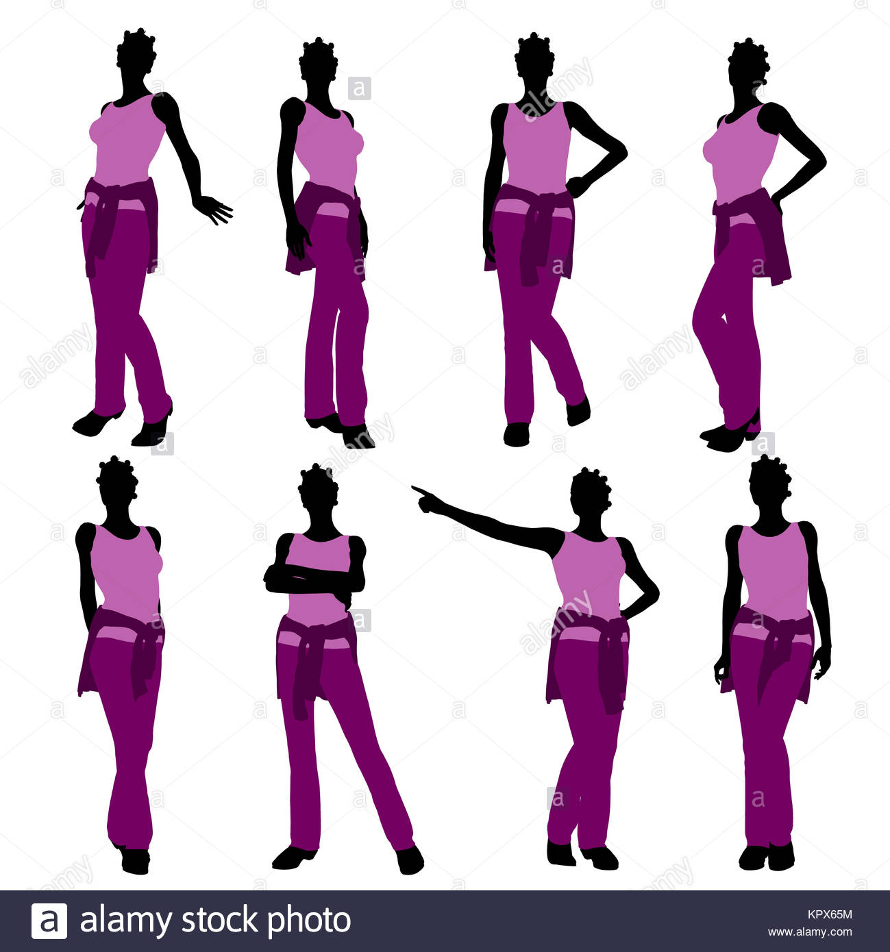 1299x1390 African American Woman Casually Dressed Silhouette On A White