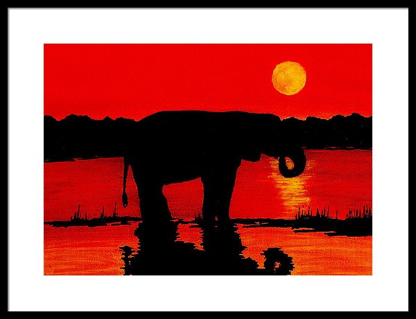 600x461 Elephant Silhouette African Sunset Framed Print By Michael Vigliotti
