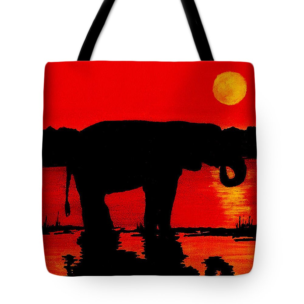 1000x1000 Elephant Silhouette African Sunset Tote Bag For Sale By Michael