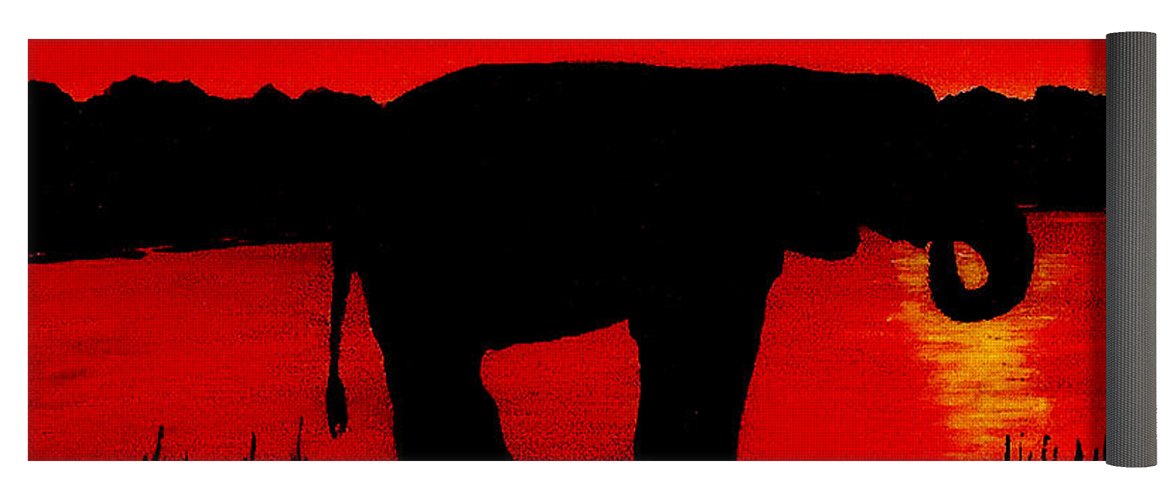 1171x500 Elephant Silhouette African Sunset Yoga Mat For Sale By Michael