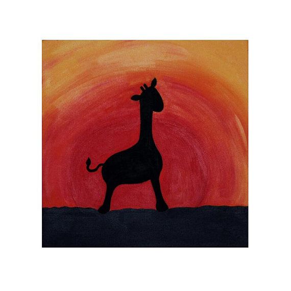 570x570 African Giraffe Silhouette Painting