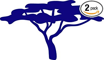 355x206 African Tree Silhouette (Navy Blue) (Set Of 2) Premium