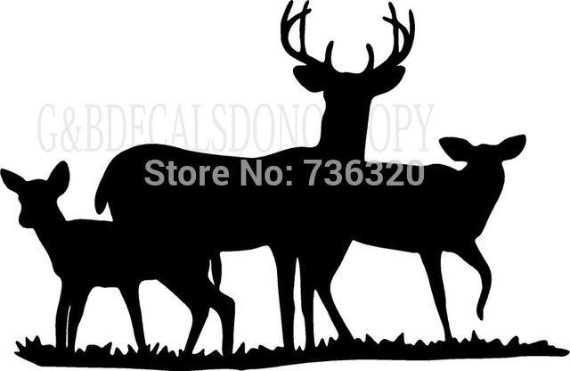 640x416 2015 New Arrival Tree Deers Wall Sticker Buck Doe Deer Family