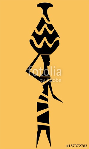 298x500 Silhouette Of African Woman Carrying A Bucket Of Water On Her Head