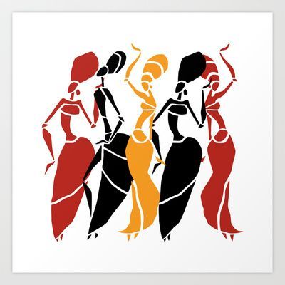 400x400 Abstract African Dancers Silhouette. Figures Of African Women. Art