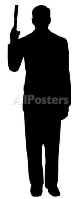 258x640 Secret Agent Spy With Gun Silhouette Life Size Cardboard Cutout