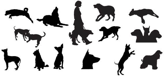 568x264 Dog Silhouettes Free Vector In Adobe Illustrator Ai ( Ai ) Vector