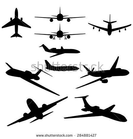 450x470 Vector Set Of 10 Black Plane Silhouette Clip Art