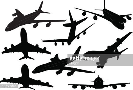 441x300 Airplane Silhouette Collection Premium Clipart