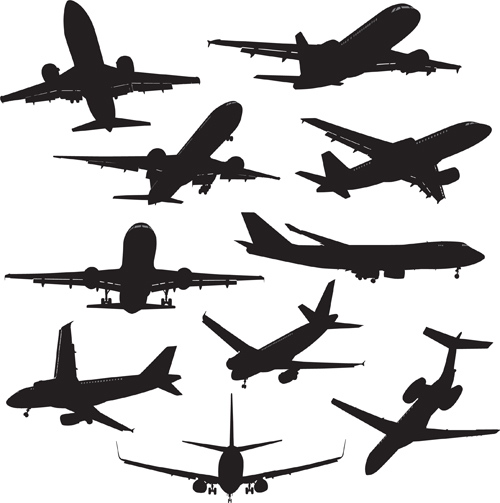 500x503 Silhouette Aircraft Set Vector 02