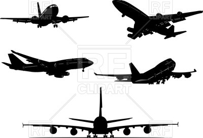 400x273 Aircraft Silhouettes , Differnt View Royalty Free Vector Clip Art